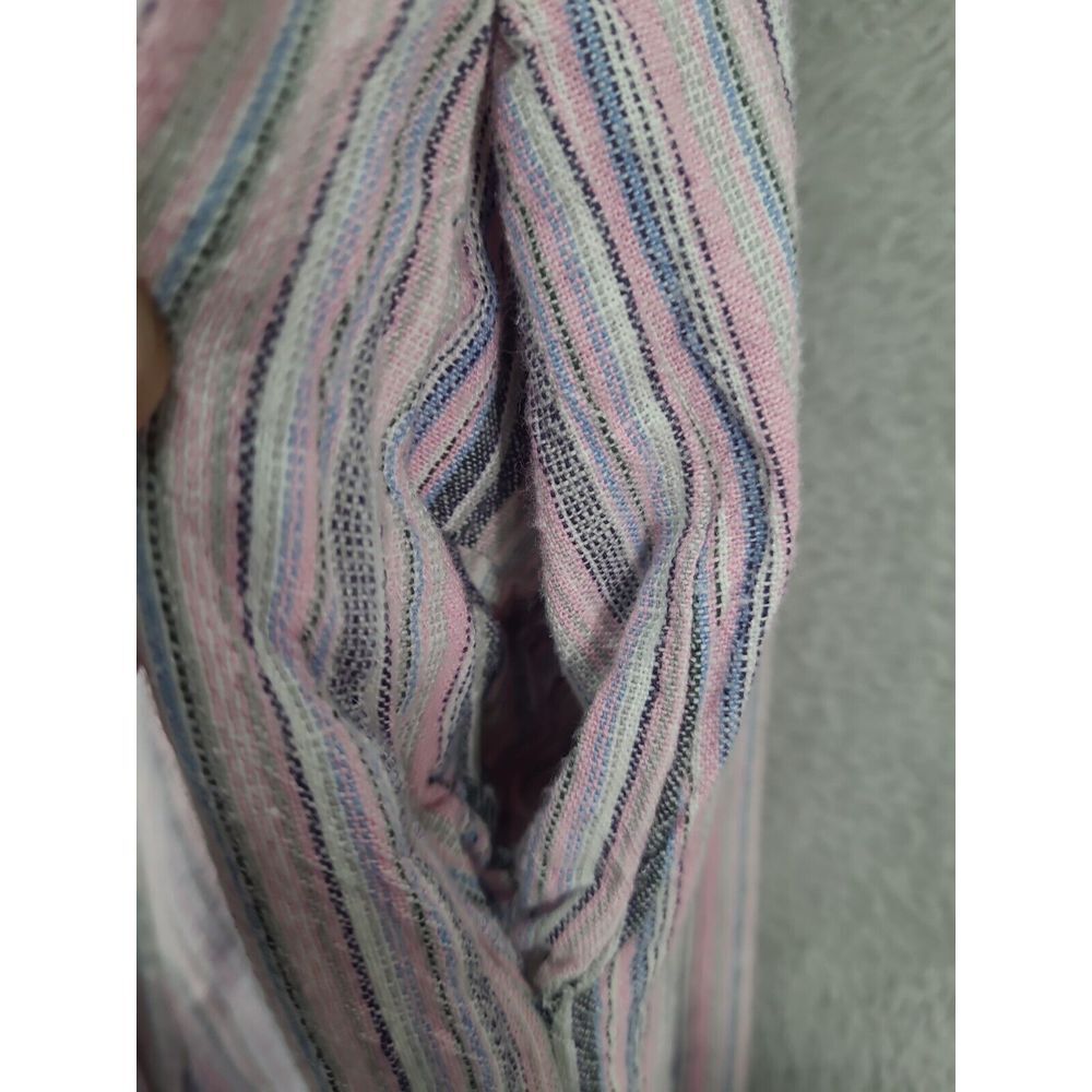 Karen T Design Linen Wide Leg Jumpsuit  2XL Off The Shoulder Striped Flowly BOHO - Picture 6 of 9